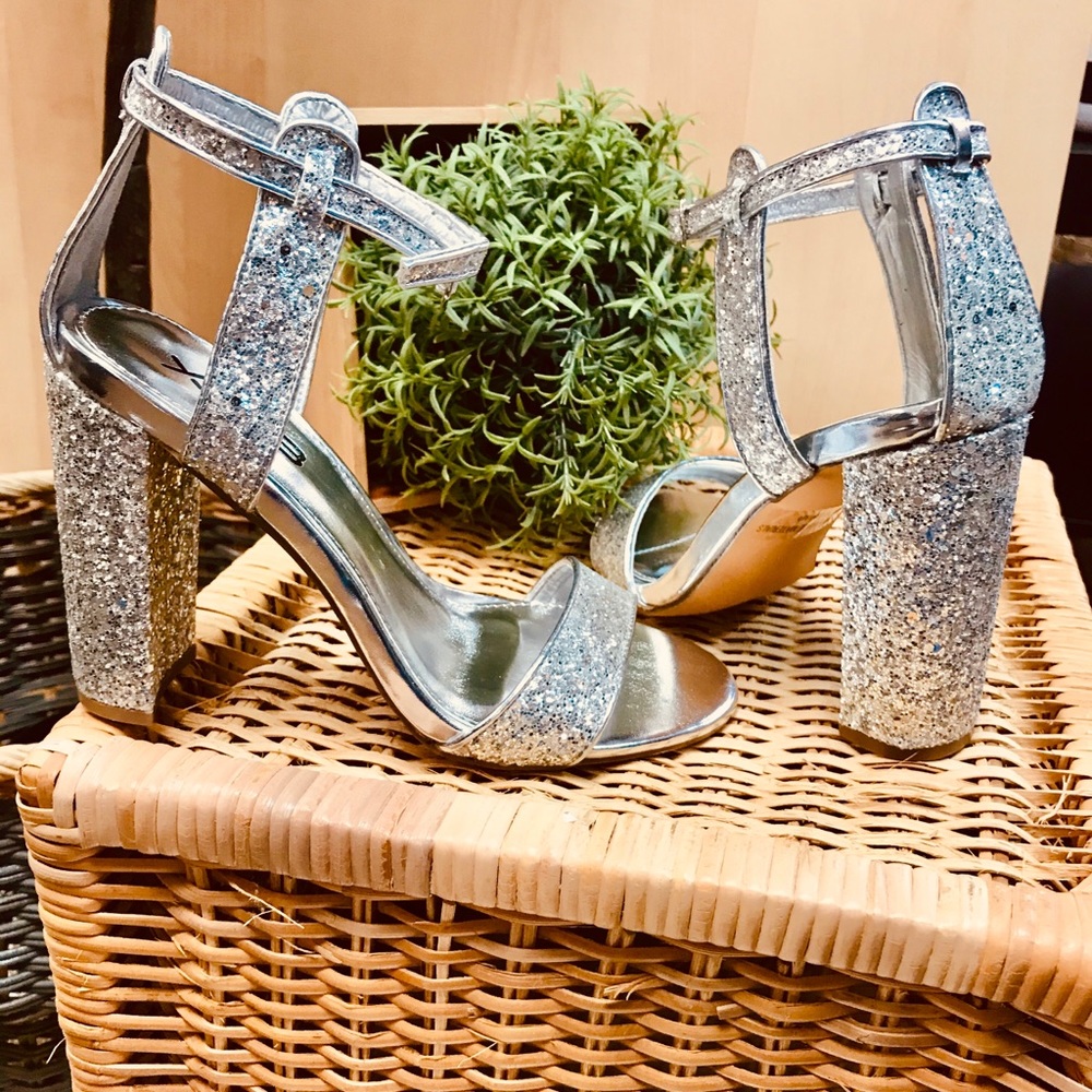 silver Glitter Heel